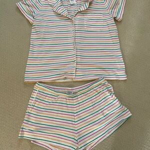 J. Crew Factory Cream Multicolor Striped Short Pajama Set